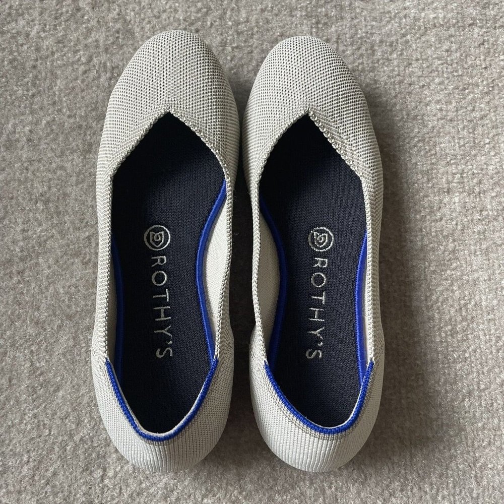 Rothy’s Shoes Womens Size 7.5 Taupe Gray/Beige The Flat Casual Knit Ballet Flats - Picture 5 of 13
